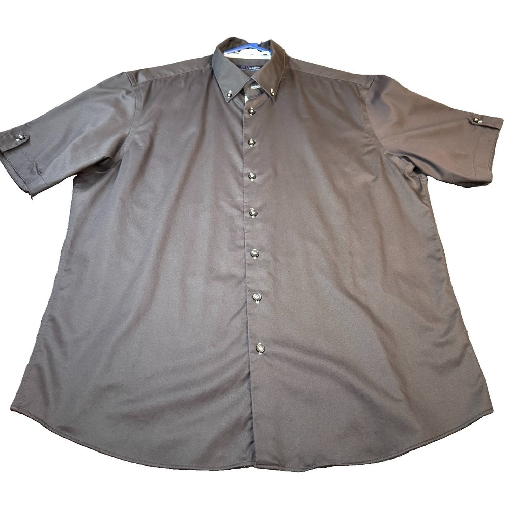 Men's Blu By Polifroni Unique Trim Black Short Sleeve Button Up XL
